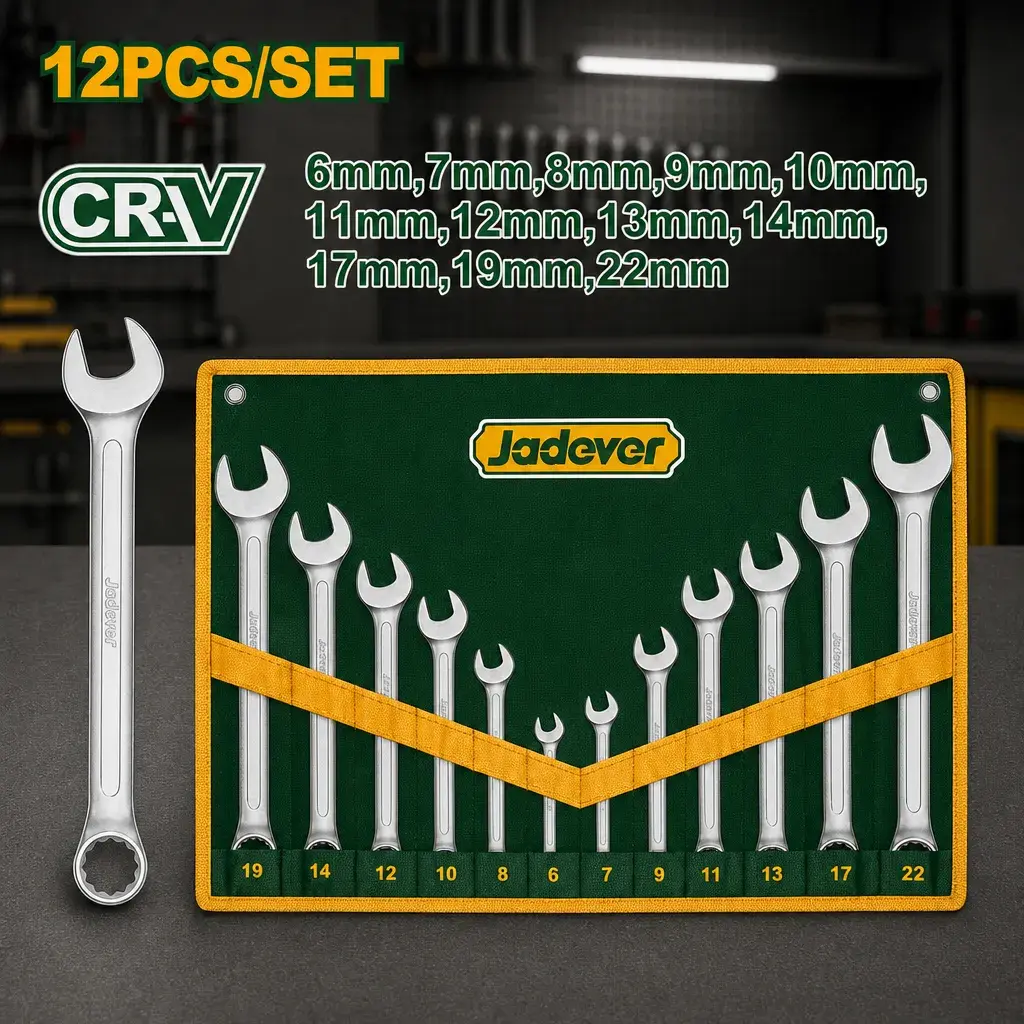 Juego Llaves combinadas CrV 12pzs. 6-22mm Jadever Funda