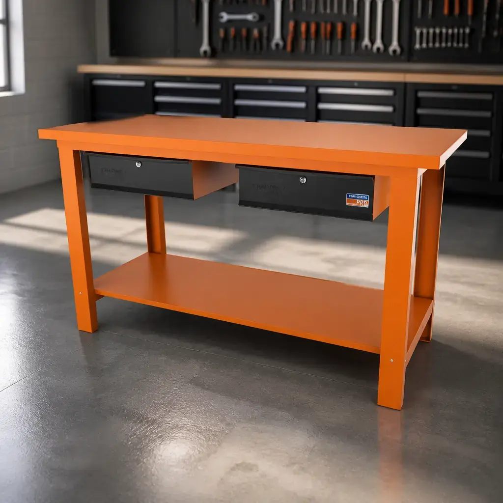 Mesada de trabajo (t. metal) 2 cajones (0.90x1.60x0.65m) PRO *