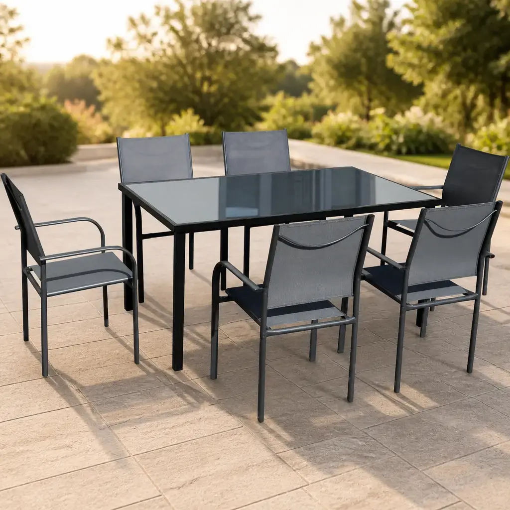 Juego jardin comedor 7pzas. Negro GoLeader