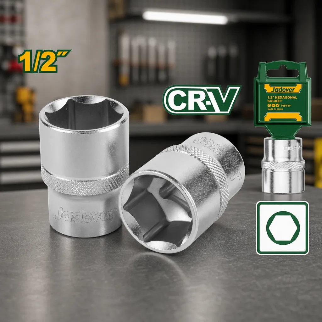 Llave tubo Dado CrV Hex 1/2" 18mm Jadever x Un.