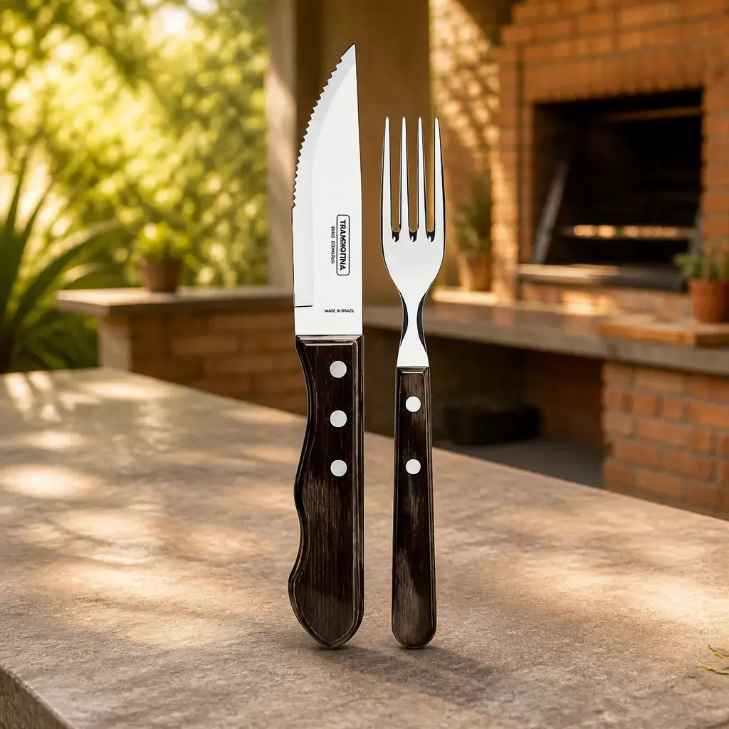 Juego de cubiertos Jumbo 4 pzas. Polywood Roble Blister