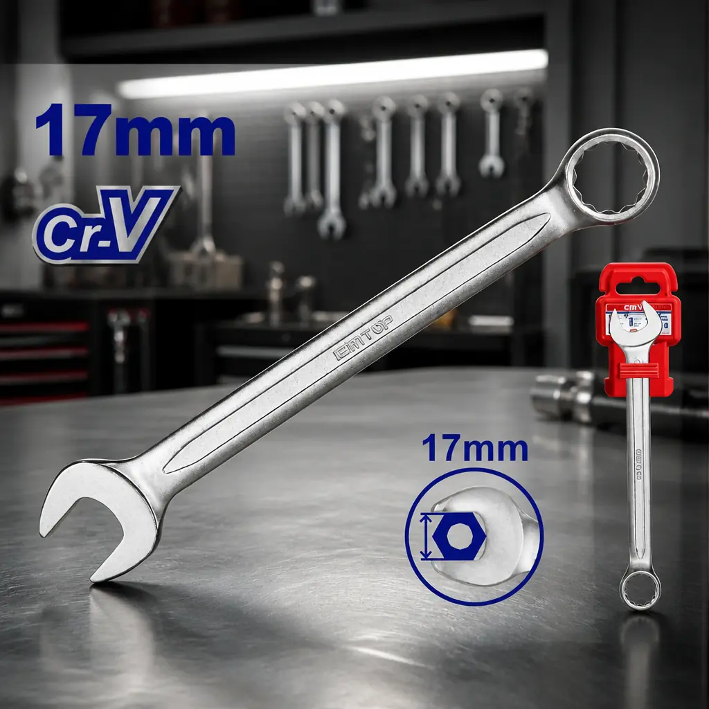 Llave combinada 17mm Cr-V Emtop x Un.