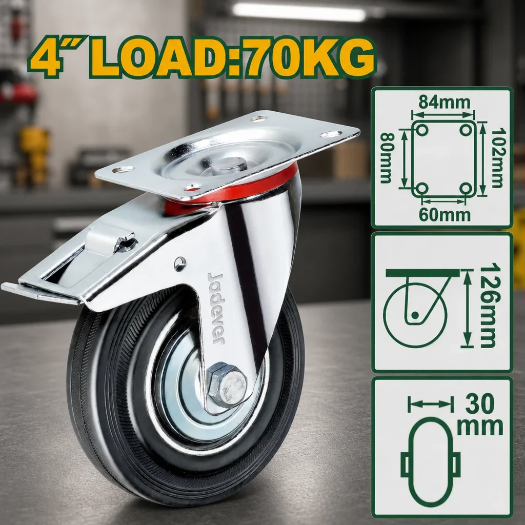 Rueda giratoria 4" con freno Jadever x Un.