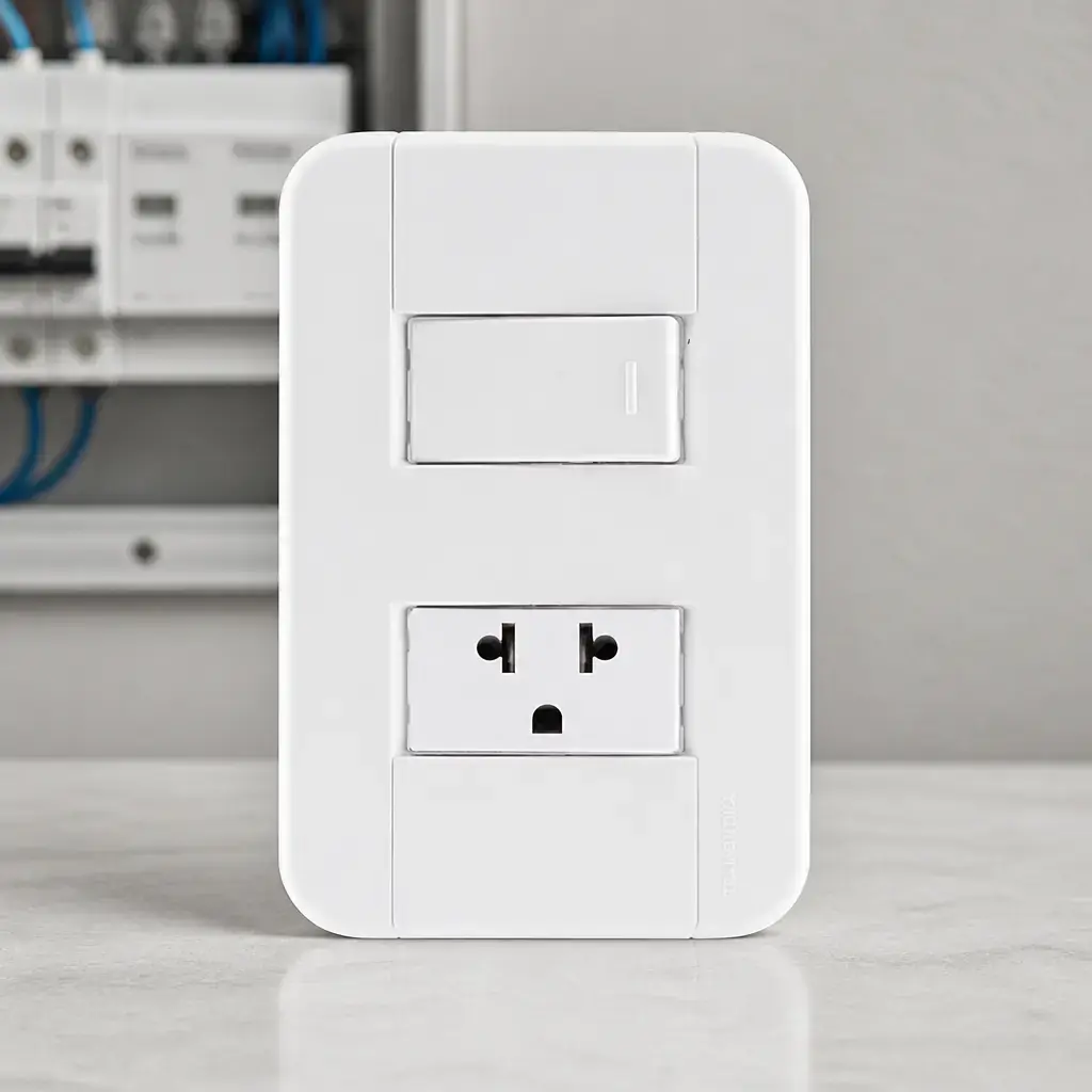 Placa + 1 Interrup. Simple + 1 Toma 2P+T 10-15A Blanco TABLET