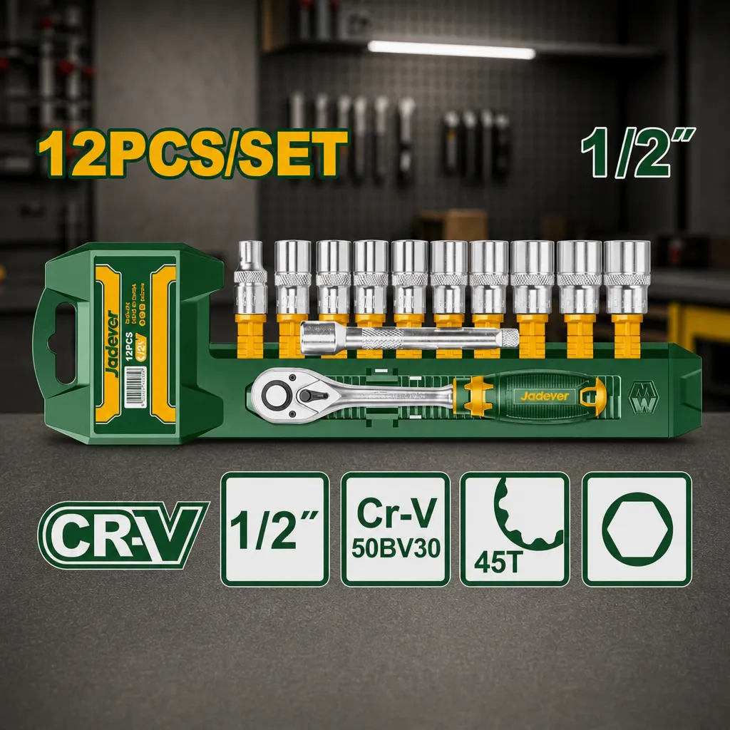 Juego Llave tubo CrV 1/2" 12pzs (10-24mm) Jadever Estuche