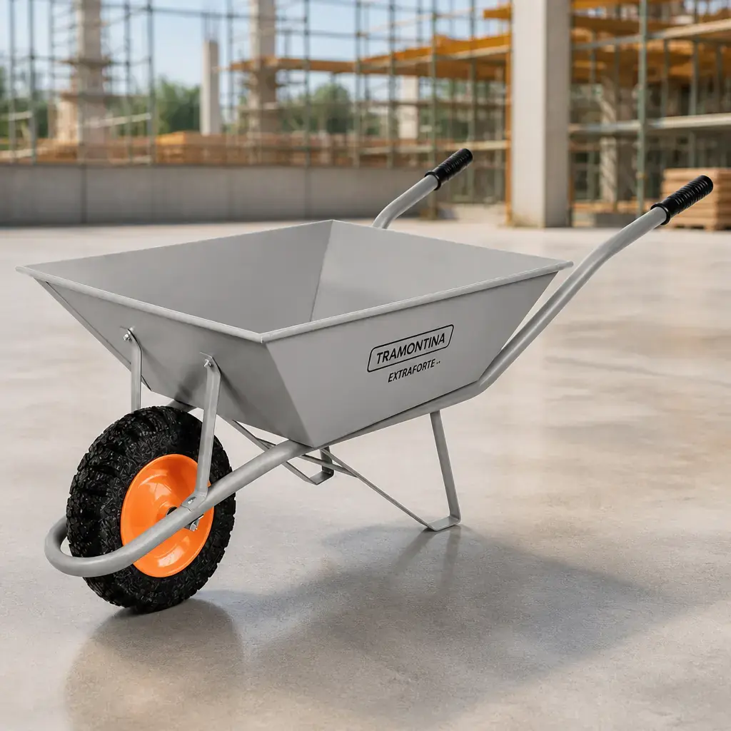 Carretilla extra fuerte rueda maciza gris 65Lt. Tramontina x Un.