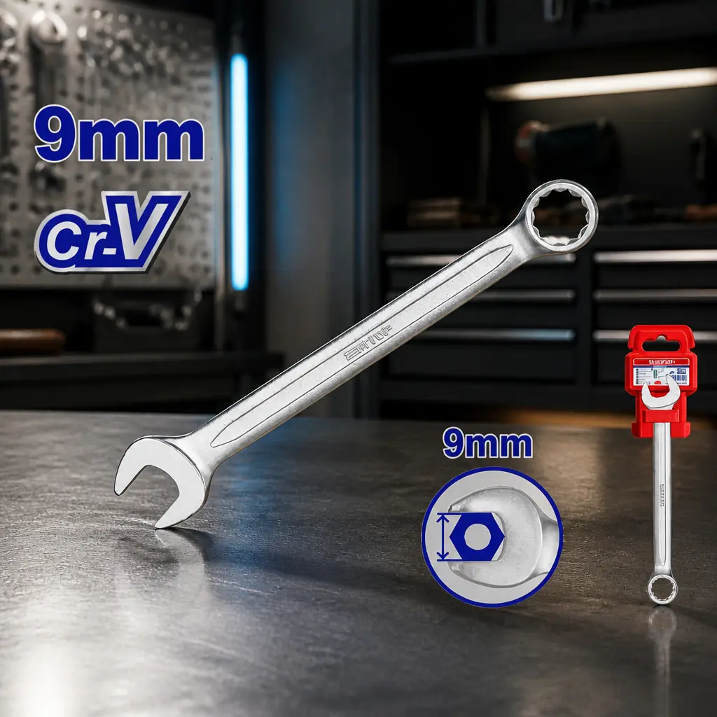 Llave combinada 9mm Cr-V Emtop x Un.