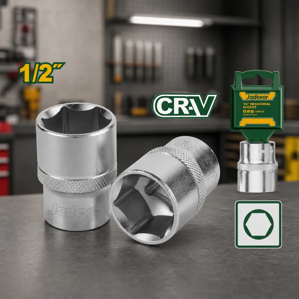Llave tubo Dado CrV Hex 1/2" 22mm Jadever x Un.