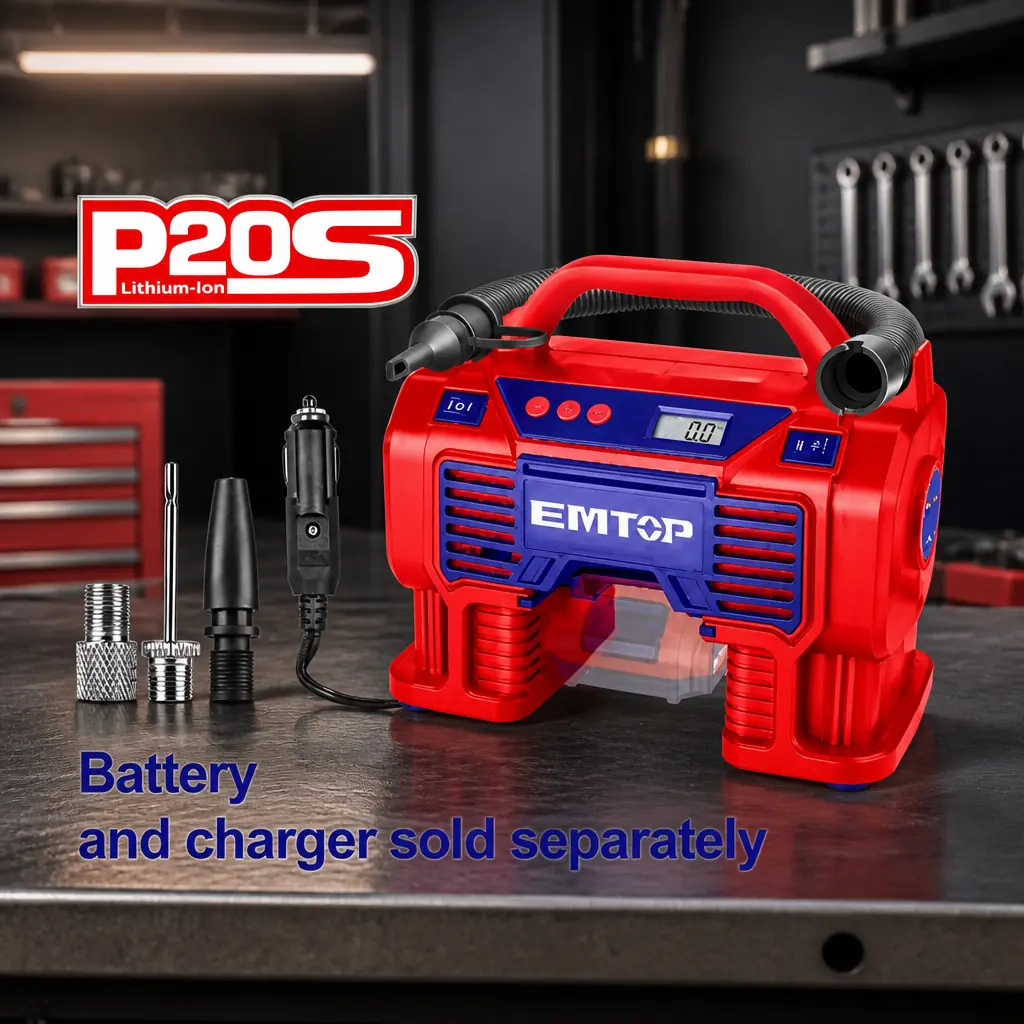 Desc - Inflador Inalambrico 160Psi. 20V + Acc. Sin Bateria. Emtop*