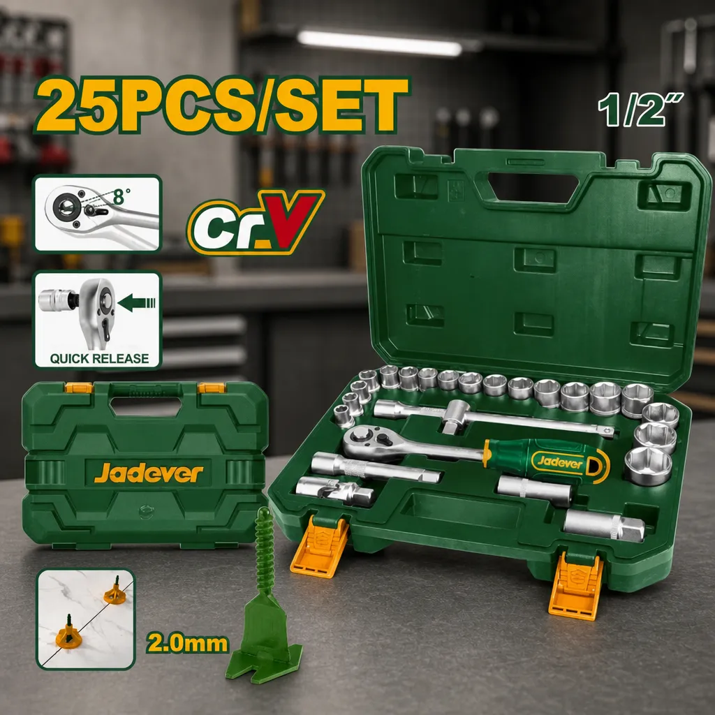 Juego Llave tubo CrV 1/2" 25pzs (8-32mm) Jadever Maletin