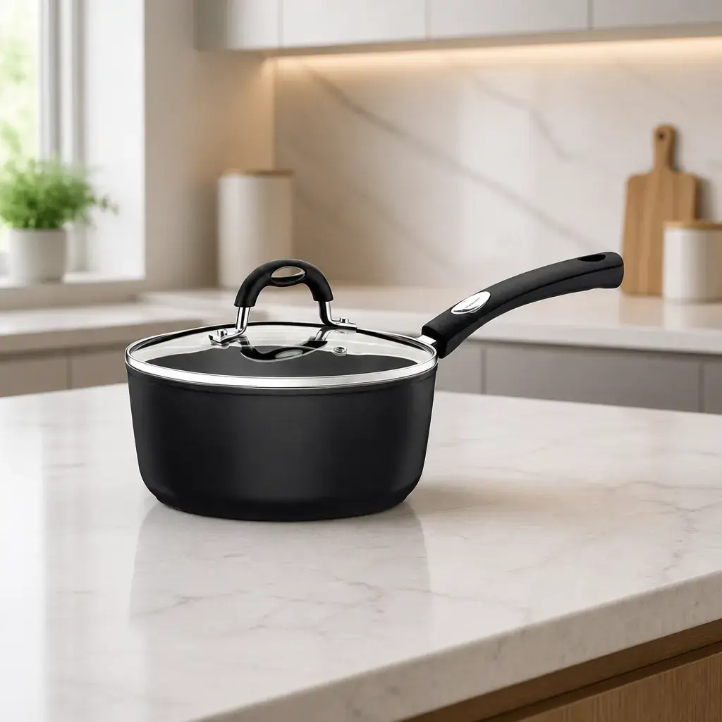 Olla con tapa 2.0Lt. 18cm. para induccion Monaco Negra x Un.