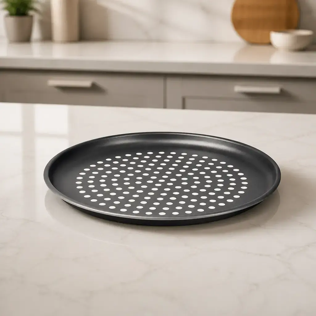 Molde p/ pizza perforado 30cm Brasil Negra x Un.
