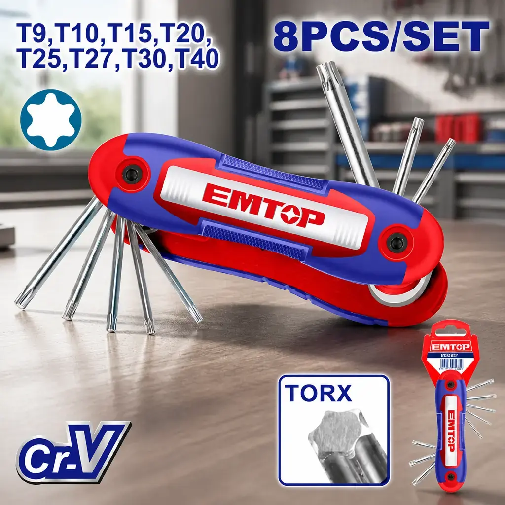 Juego Llaves Trafix CrV. 8pzas (T9-T40). De Bolsillo. Emtop