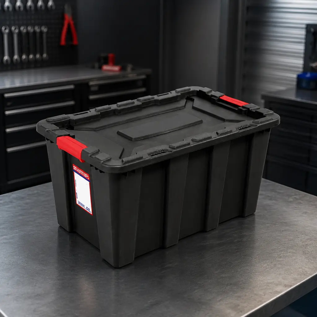 Caja plastica Organizadora 80L (70x46x37cm) Negra. Emtop