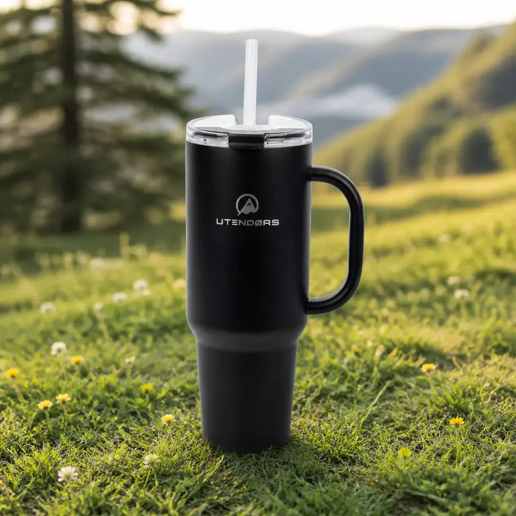Vaso Tumbler 1.2Lt. Con pajita PE Negro. Utendors