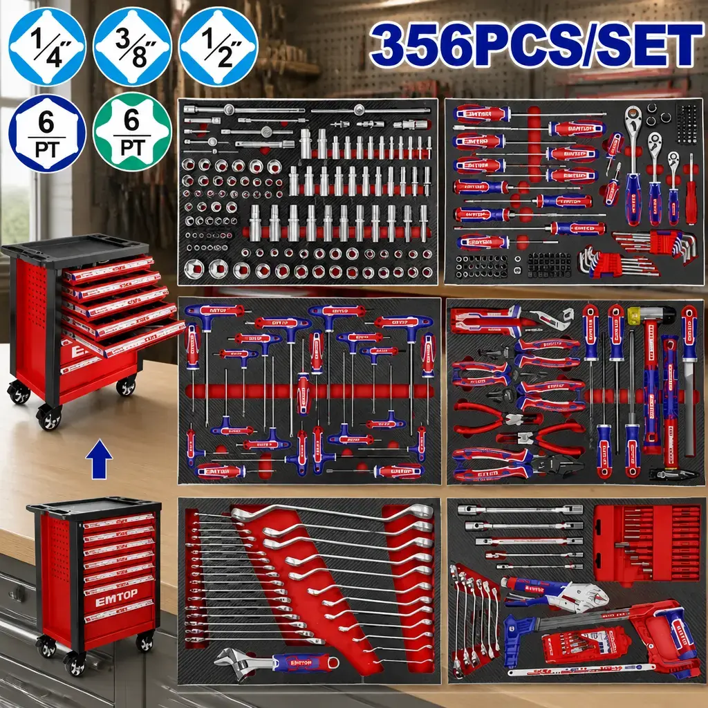 Carro Herramientas. 7 Cajones (77x47x98cm) +356pzas. Emtop