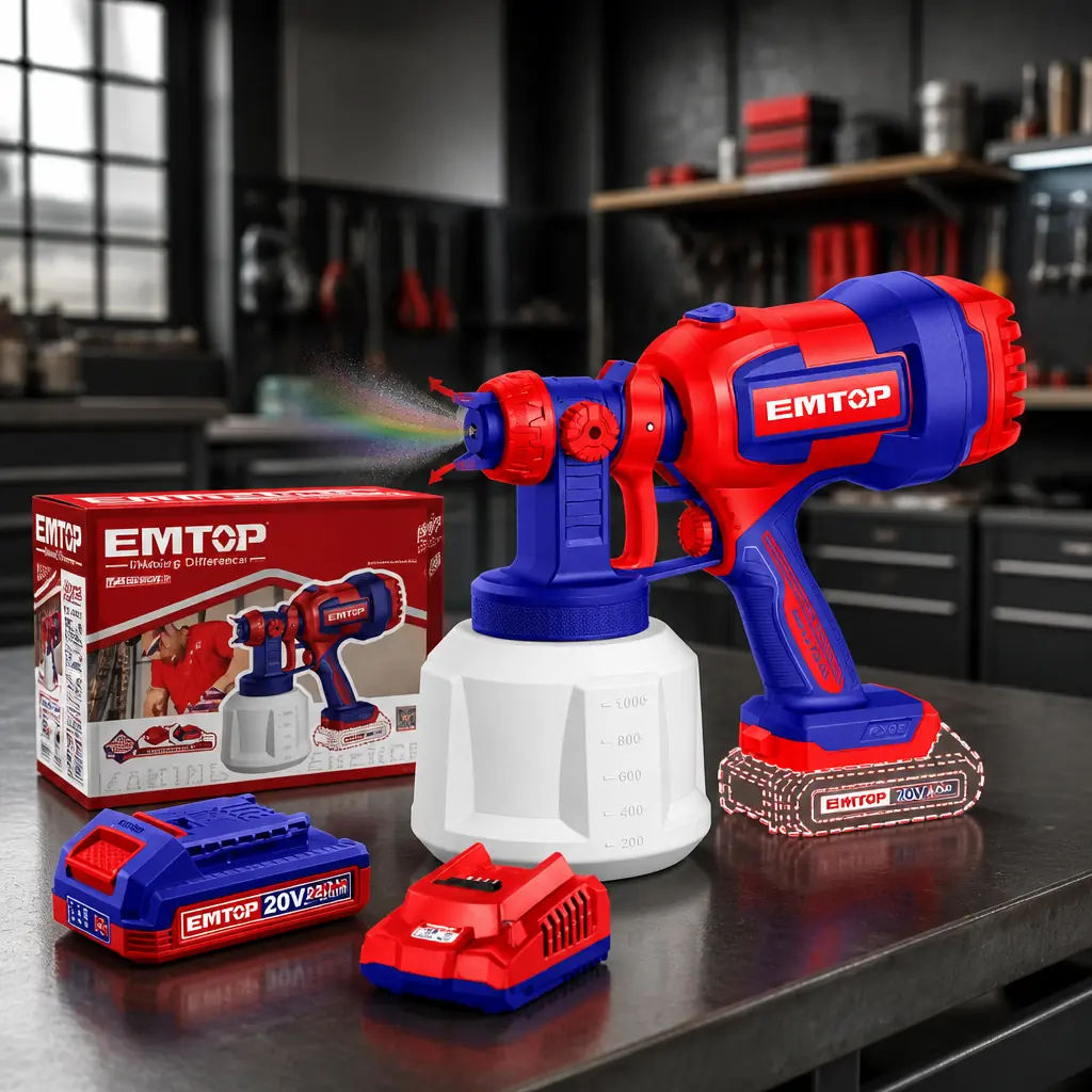 Pistola de Pintar 800ml + 1x Bateria 20V 2Ah. Emtop