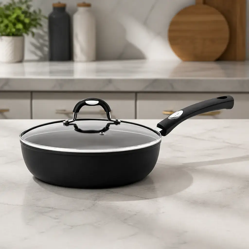 Sarten con tapa 2.7 Lts. 24cm p/ induccion Monaco Negra x Un.