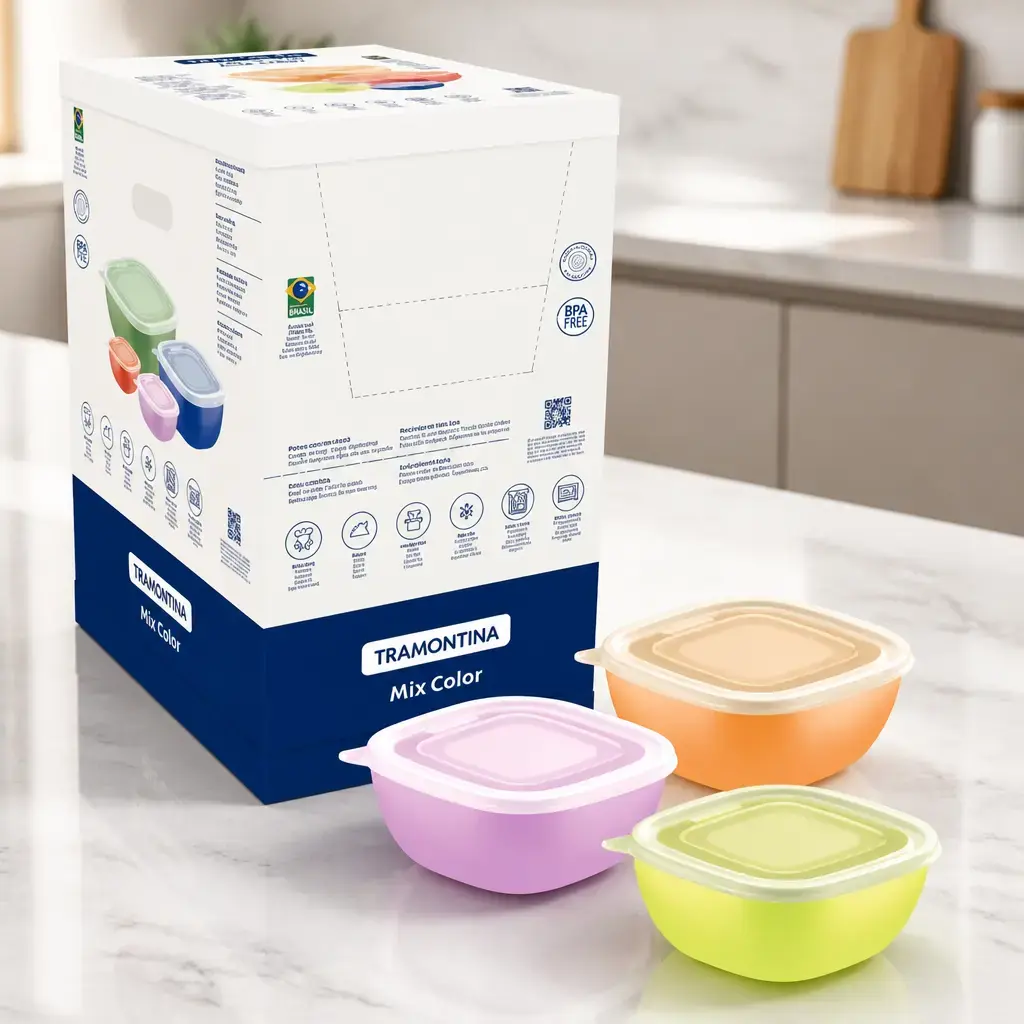 Pote con Tapa Mixcolor 600ml Colores Surtidos Tramontina*