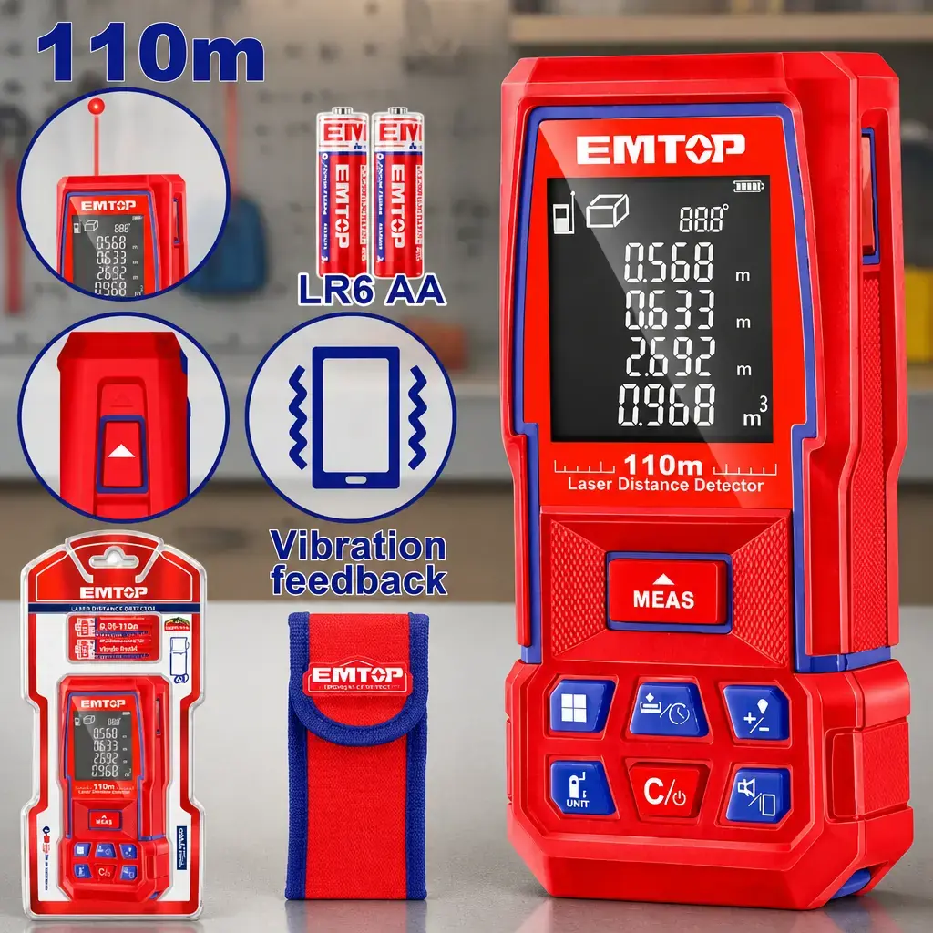 Medidor Laser 0.05 - 110m + Calc. Volumen. Estuche. Emtop*