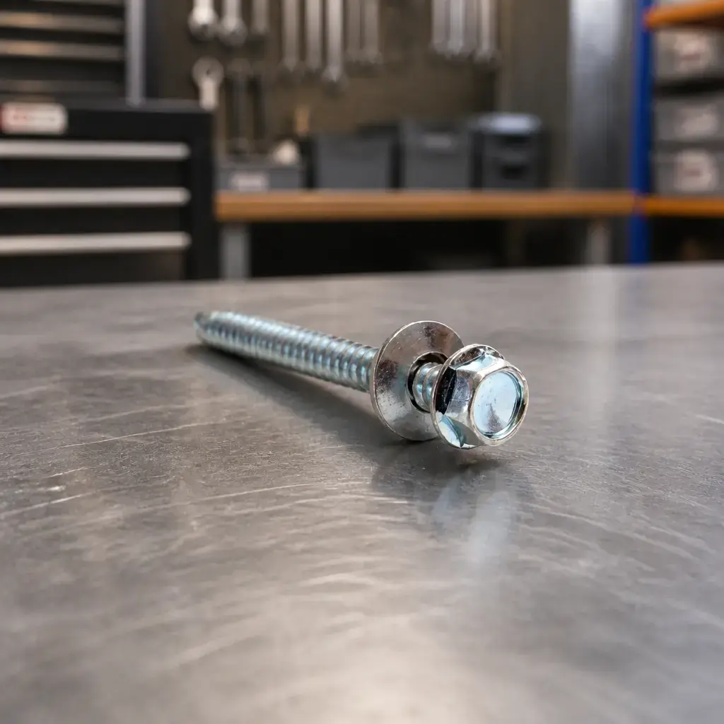 Tornillo Autoperf. p/ tinglado Hex. Pta. Mecha #12x1-1/2 con Arand. x200un.