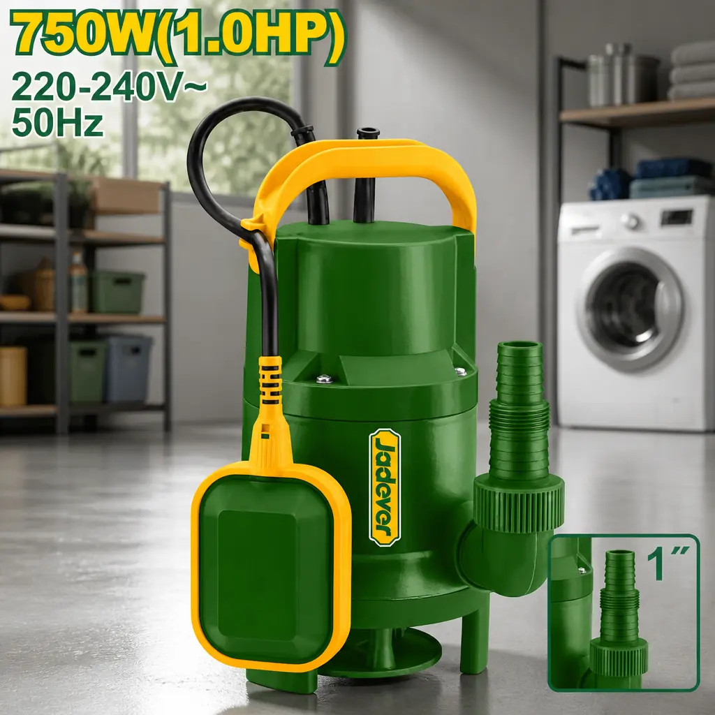 Bomba sumergible 1HP Max 7m (217L/min). Jadever Caja