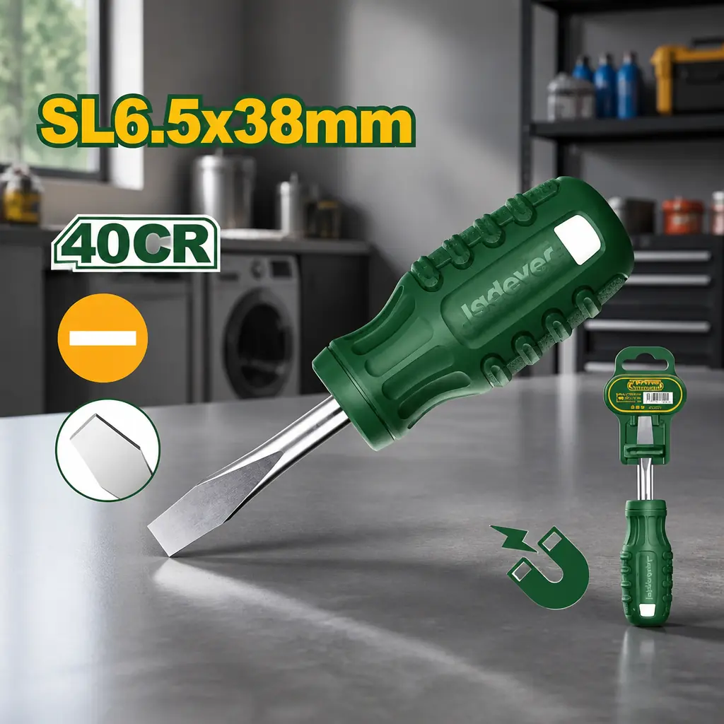 Destornillador Corto Plano 6x38mm (1/4x1-1/2") Jadever x Un.