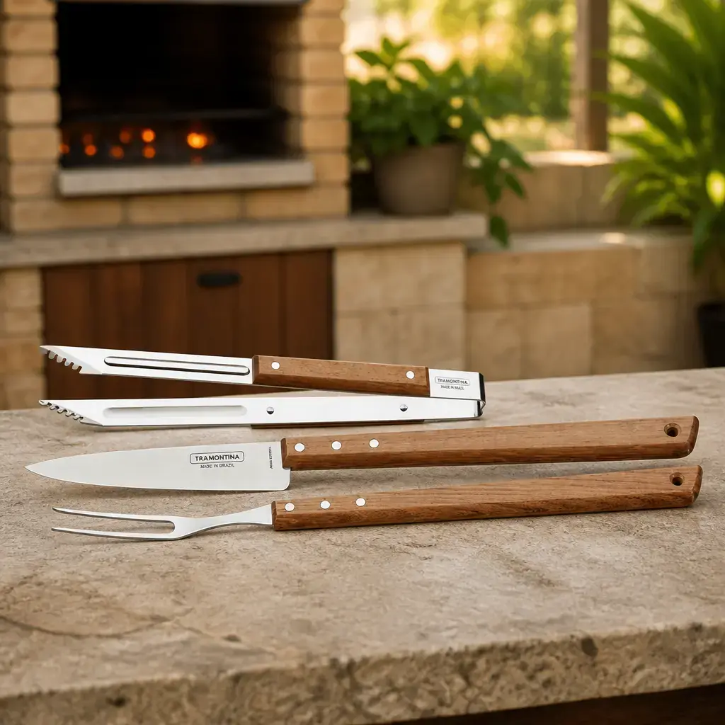 Juego p/ asado 3 pzas. Largas Churrasco Blister