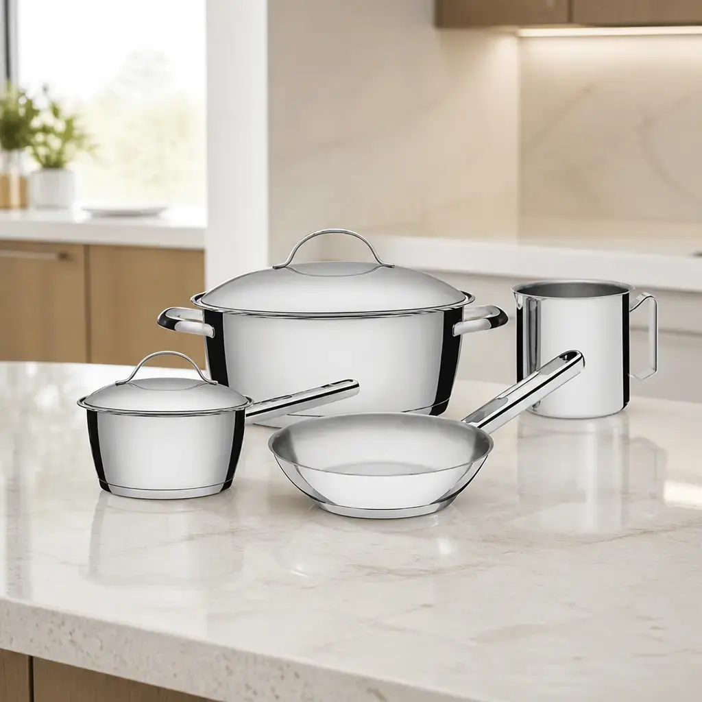Juego de ollas acero inox 4pzas Allegra. Caja