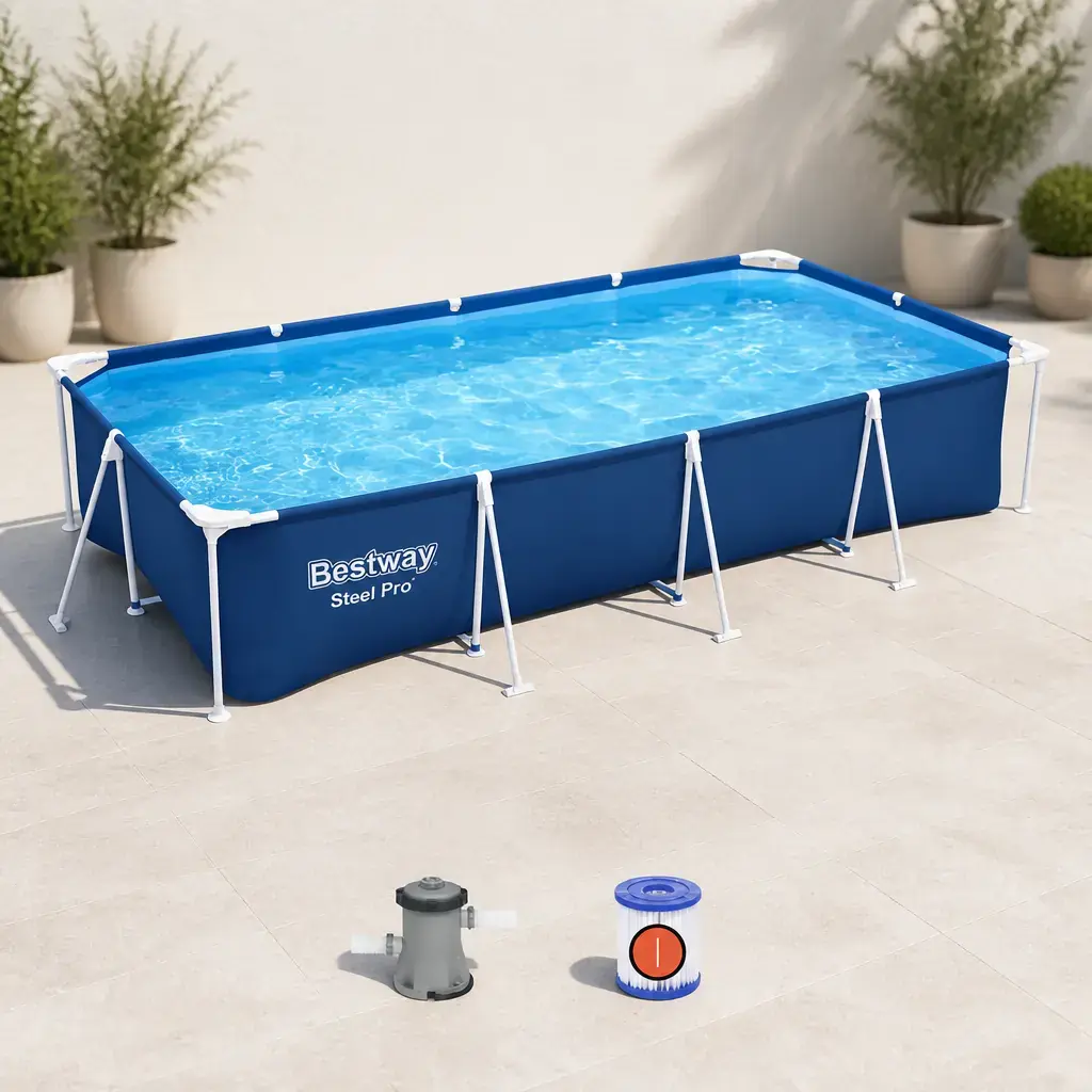 Piscina rectangular con est. metalica 5.700Lt. con depurador. Bestway