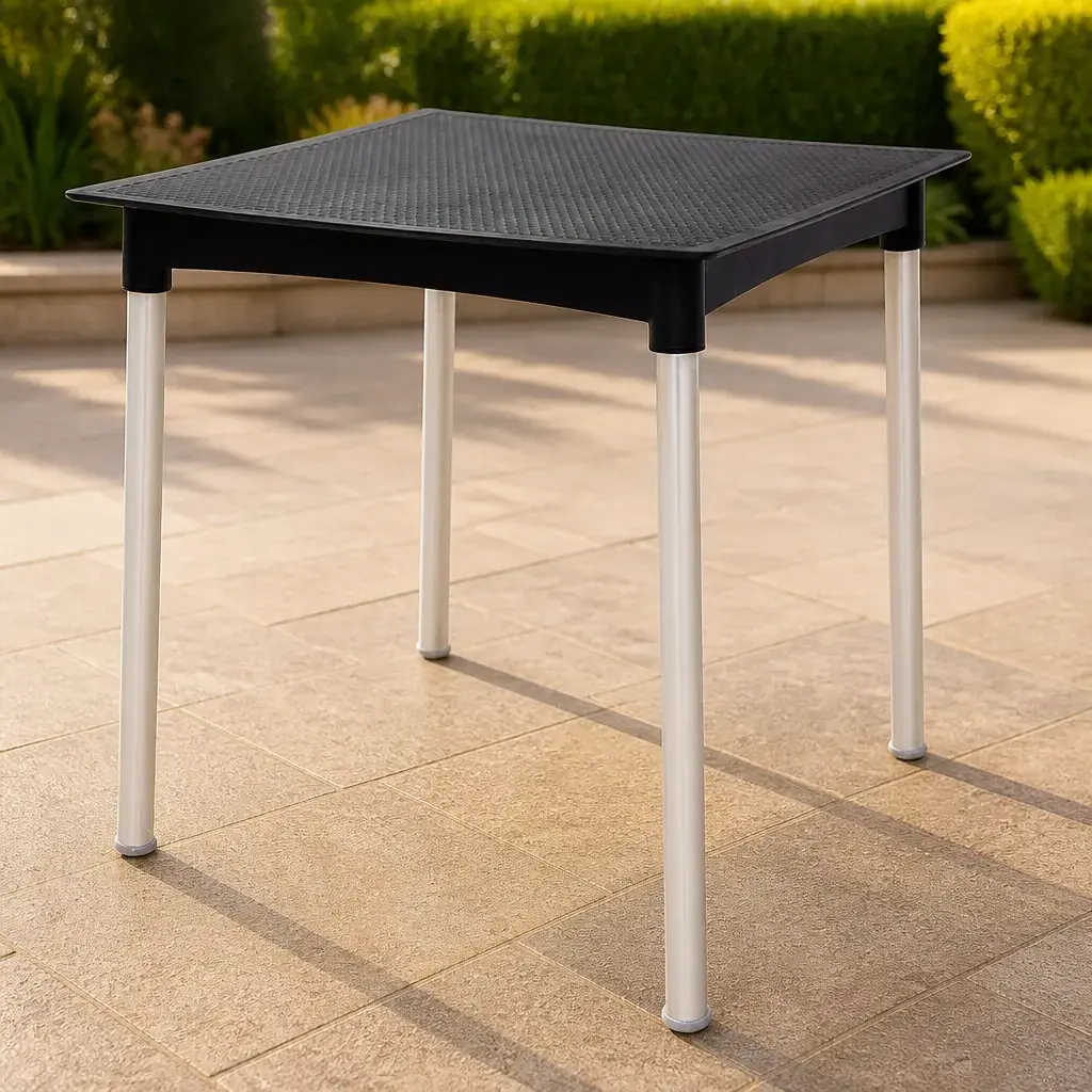 Mesa Cuadrada Laura Ratan Negra Tramontina