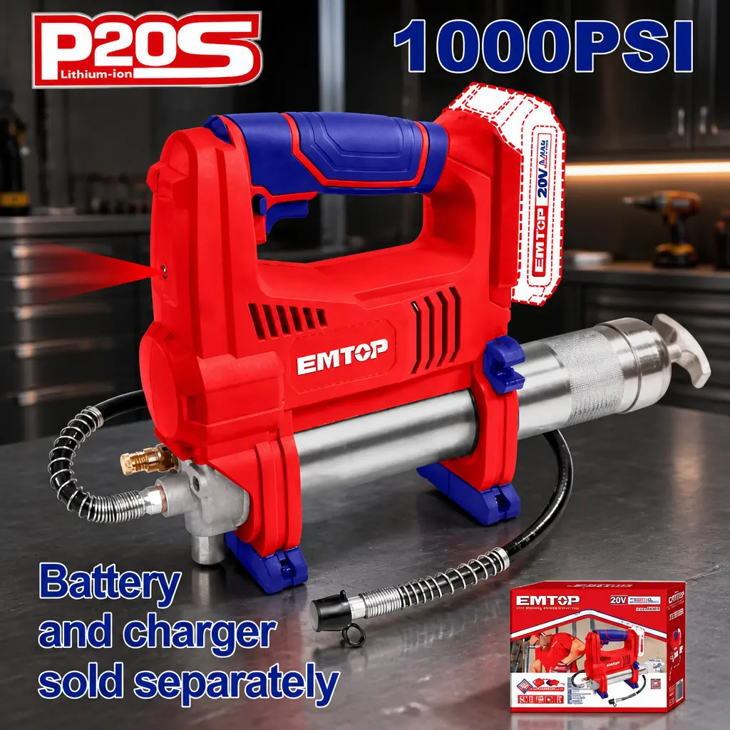 Bomba engrasadora inalambrica 453g 20V. Sin Bateria Emtop Caja