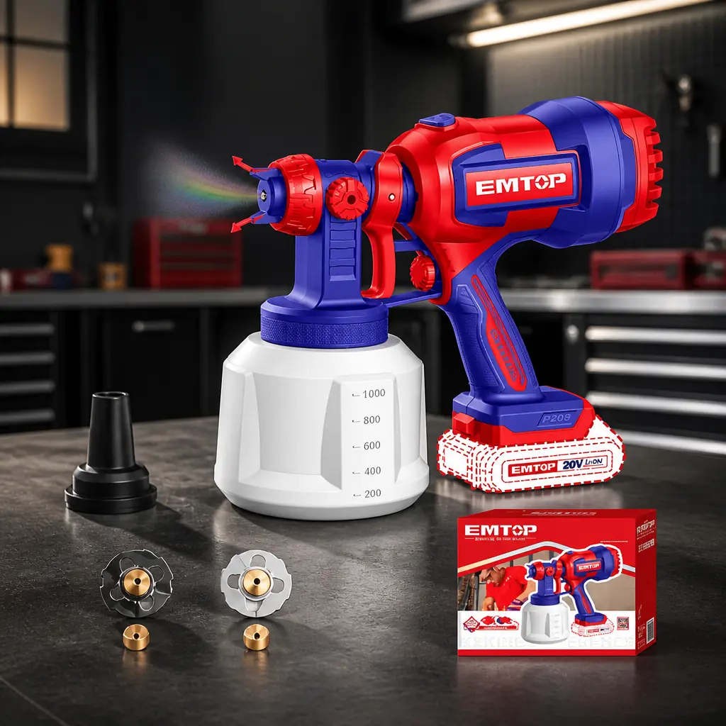 Pistola de Pintar 800ml 20V + Acc. Sin Bateria. Emtop