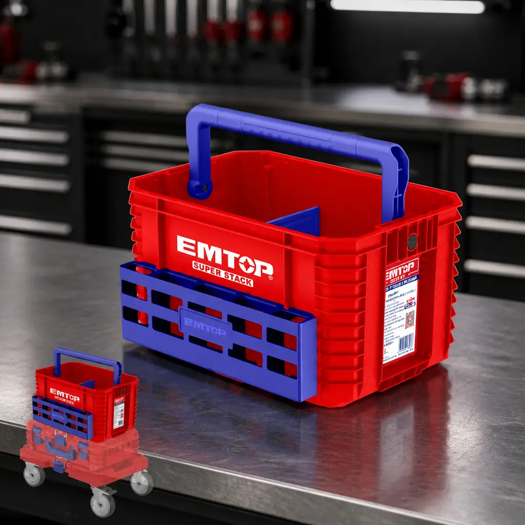 Caja de herr. Abierta apilable 19" (48x32x27cm). Emtop