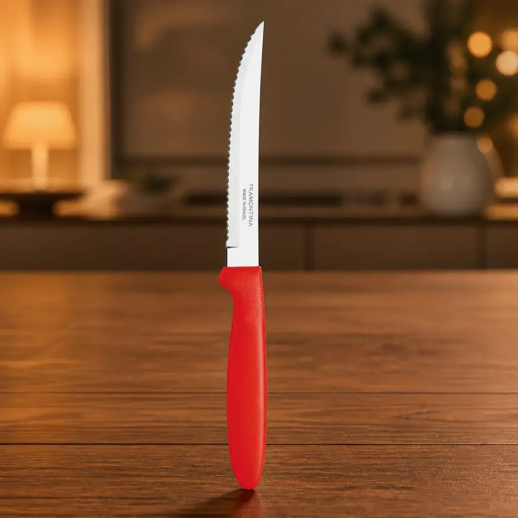 Cuchillo p/ asado 5' Rojo Ipanema Blister x12