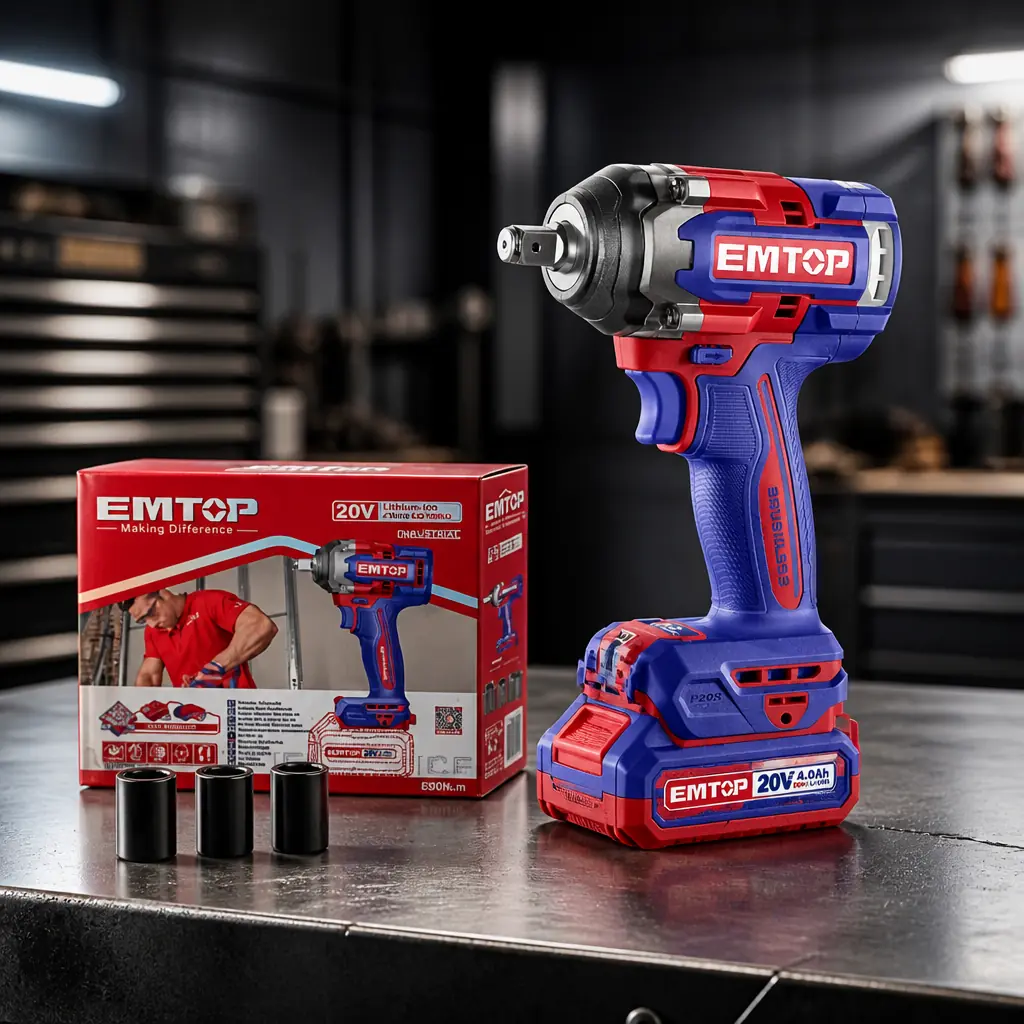 Llave de Impacto 1/2" BL 500Nm + Acc. sin baterias EMTOP*