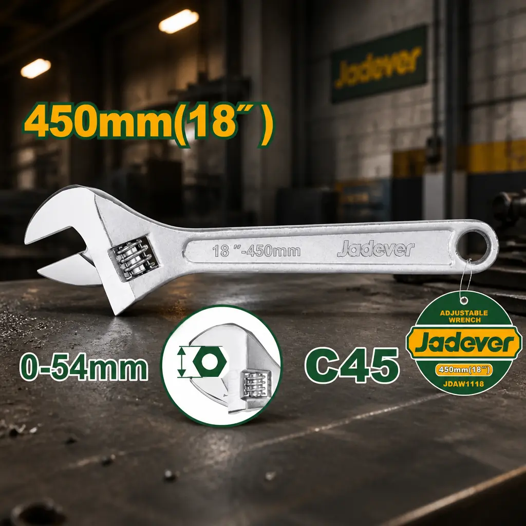Llave Ajustable 450mm (18") 0-54mm Jadever x Un.