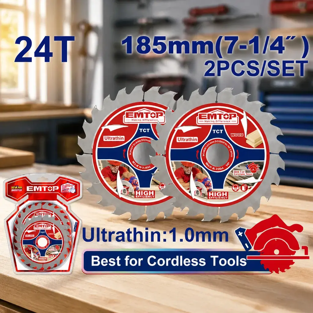 Disco Sierra Corte Madera 24 dientes (185x20mm) x 2Un. Emtop*