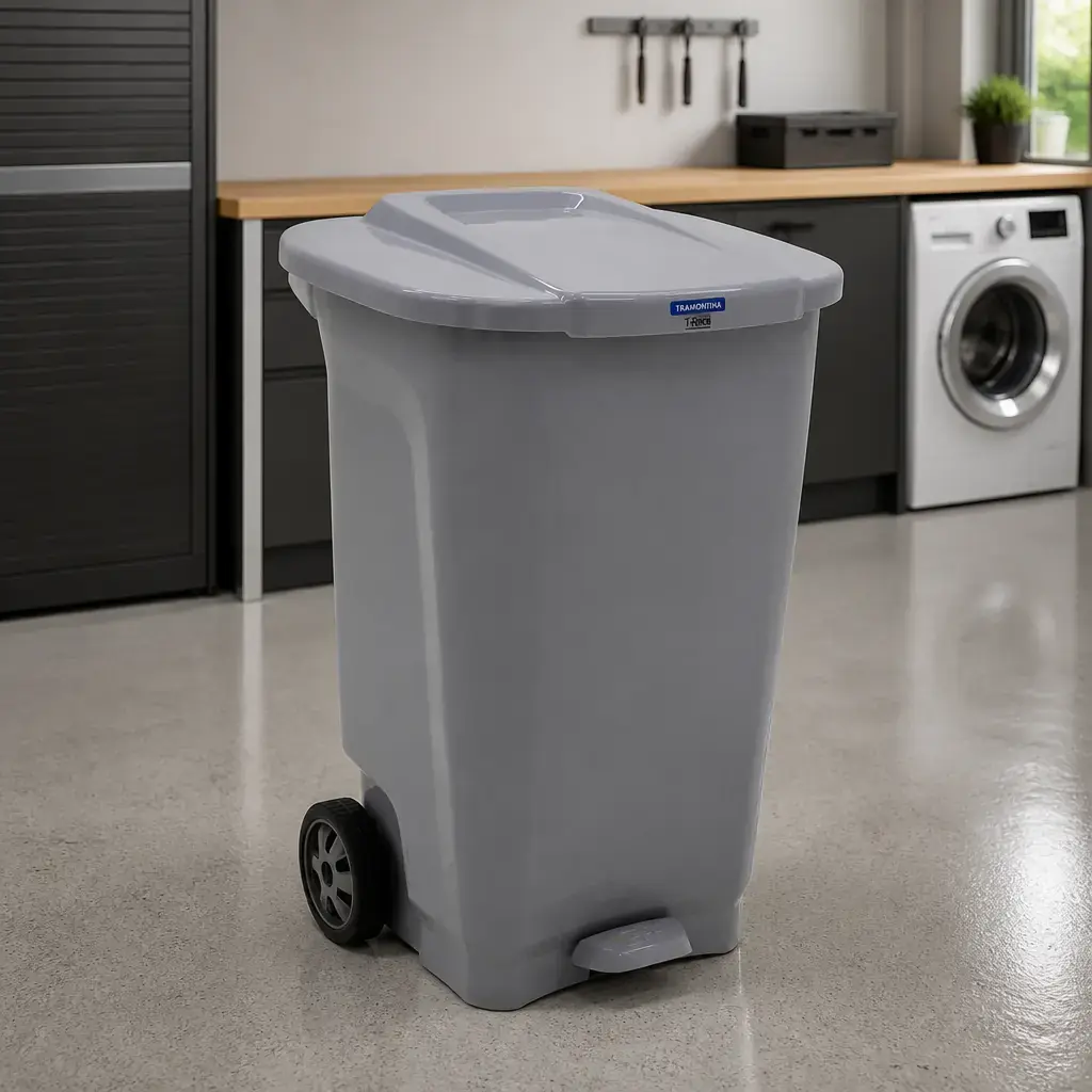 Basurero T-Force 100L con Ruedas Gris Tramontina