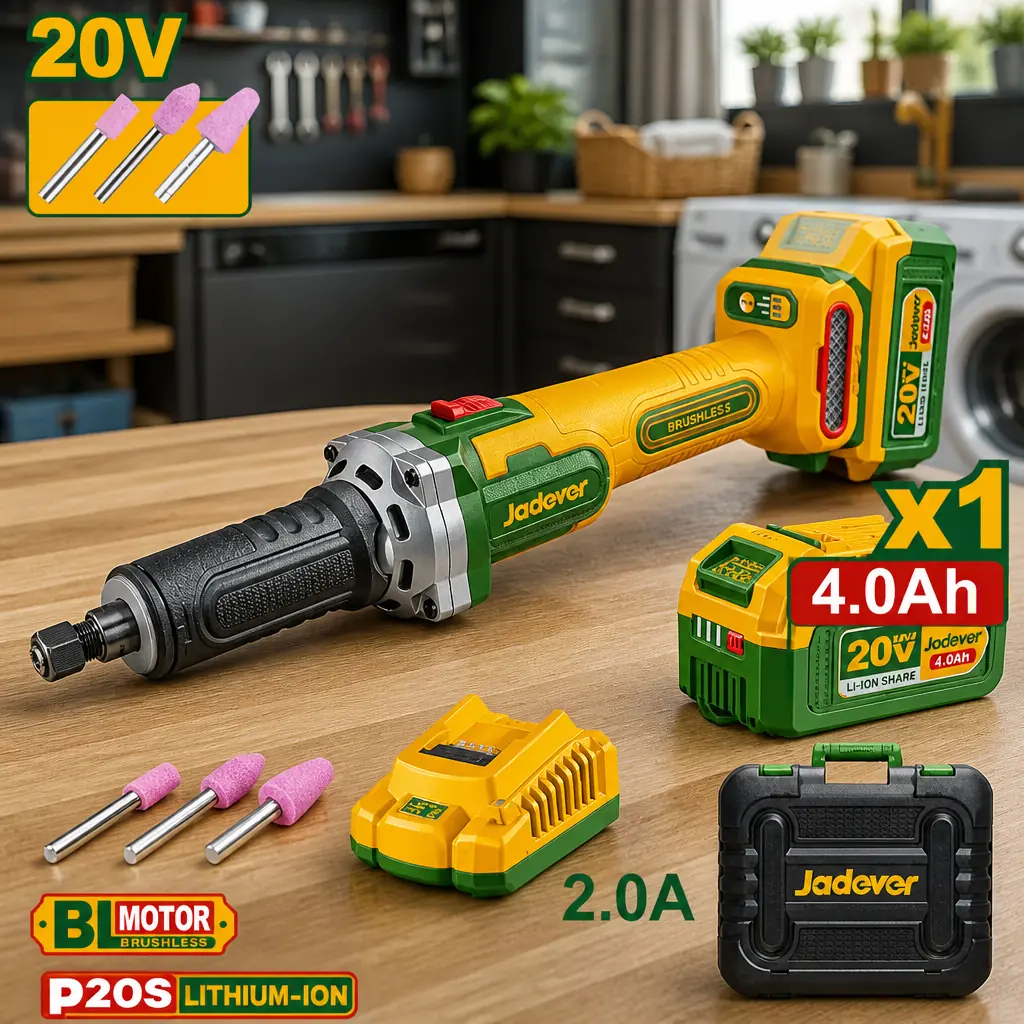 Amoladora Recta / Rectificadora BL (3 Vel) 1x Bat 20V 4Ah + Acc. Jadever