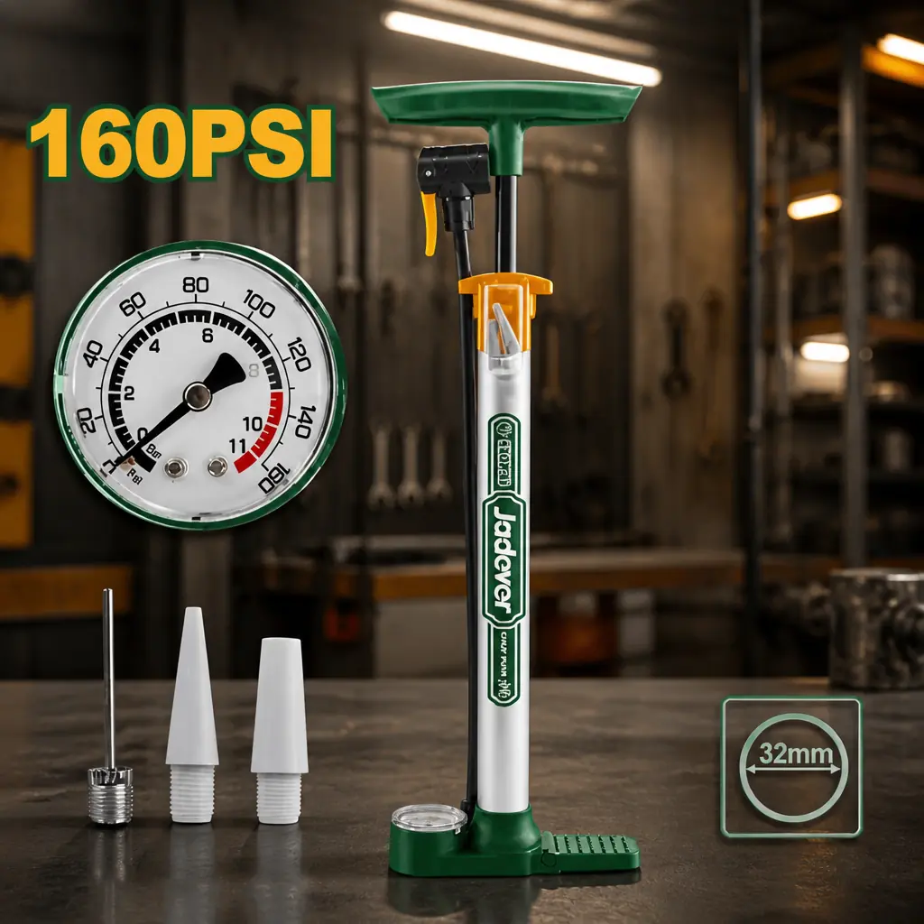 Inflador de pie con reloj (hasta 160psi) Jadever x Un
