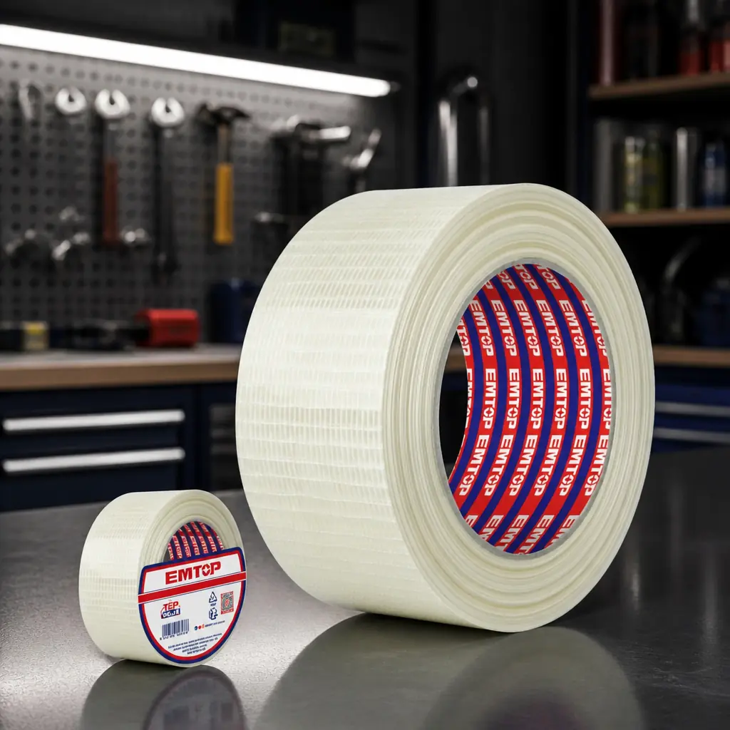 Cinta Adhesiva Malla de Fibra de vidrio (50mm x 50m). Emtop*