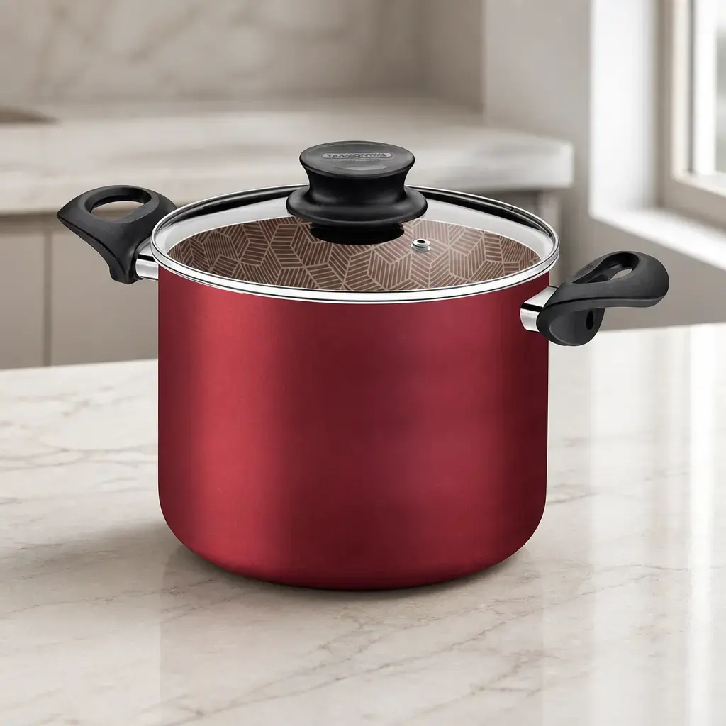 Olla alta con tapa de vidrio 7.1Lt. 24cm. Paris T. Bordo x Un.
