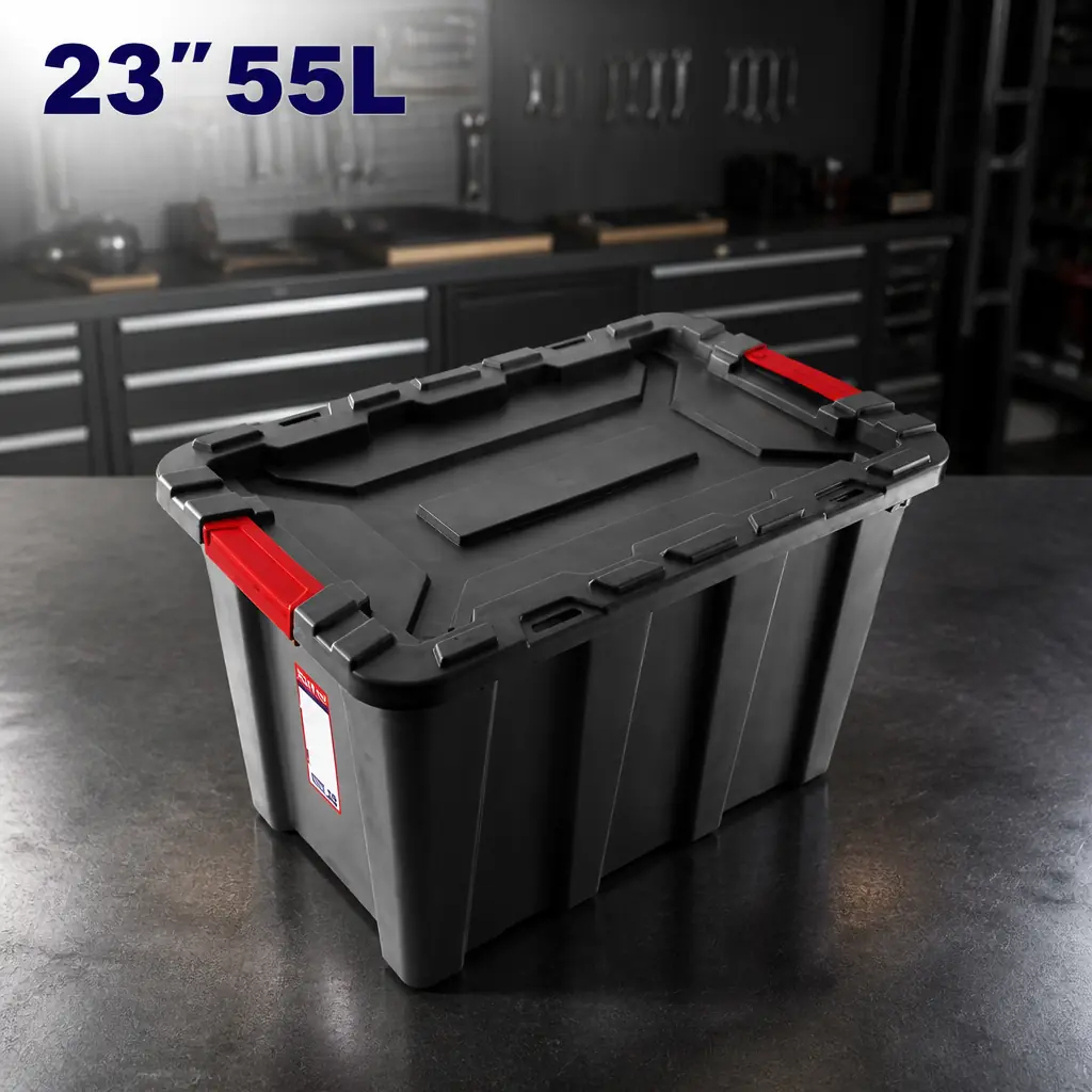Caja plastica Organizadora 55L (59x39x39cm) Negra. Emtop