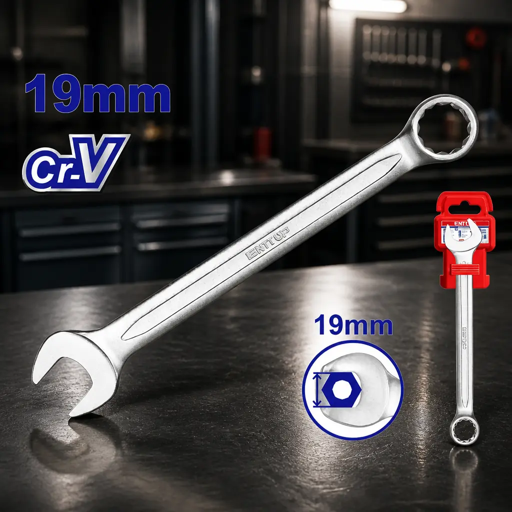 Llave combinada 19mm Cr-V Emtop x Un.