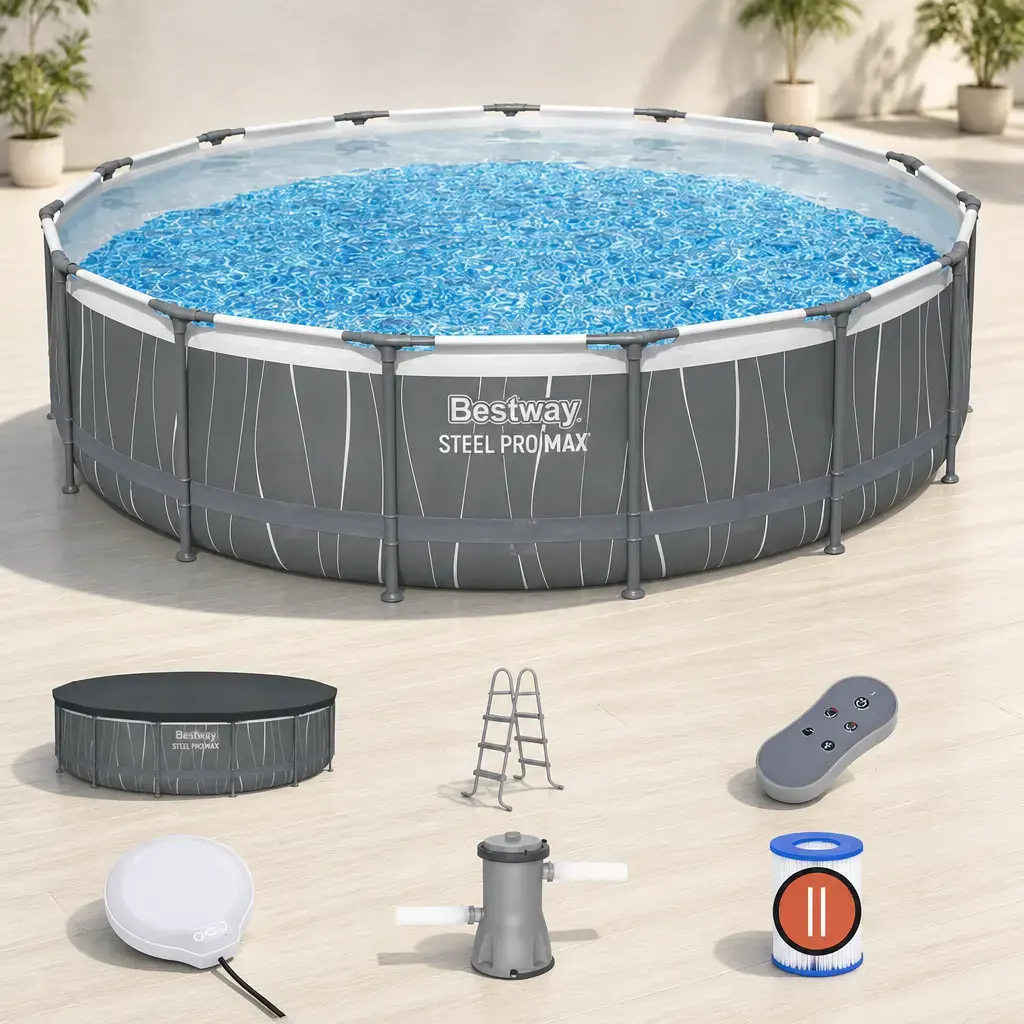 Piscina redonda con est. metalica 14.970Lt. LED SPM. Bestway