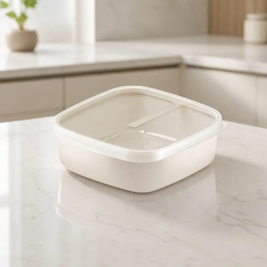 Pote cuadrado 1.1Lt. crema Mixcolor Tramontina x Un.