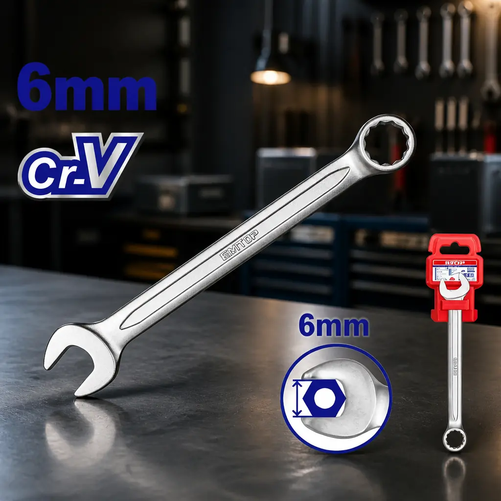 Llave combinada 6mm Cr-V Emtop x Un.