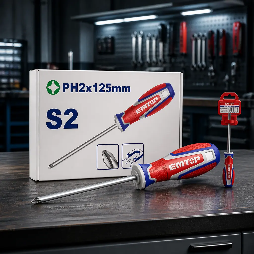 Destornillador Cruz Industrial 6x125mm (1/4x5") Emtop x Un.