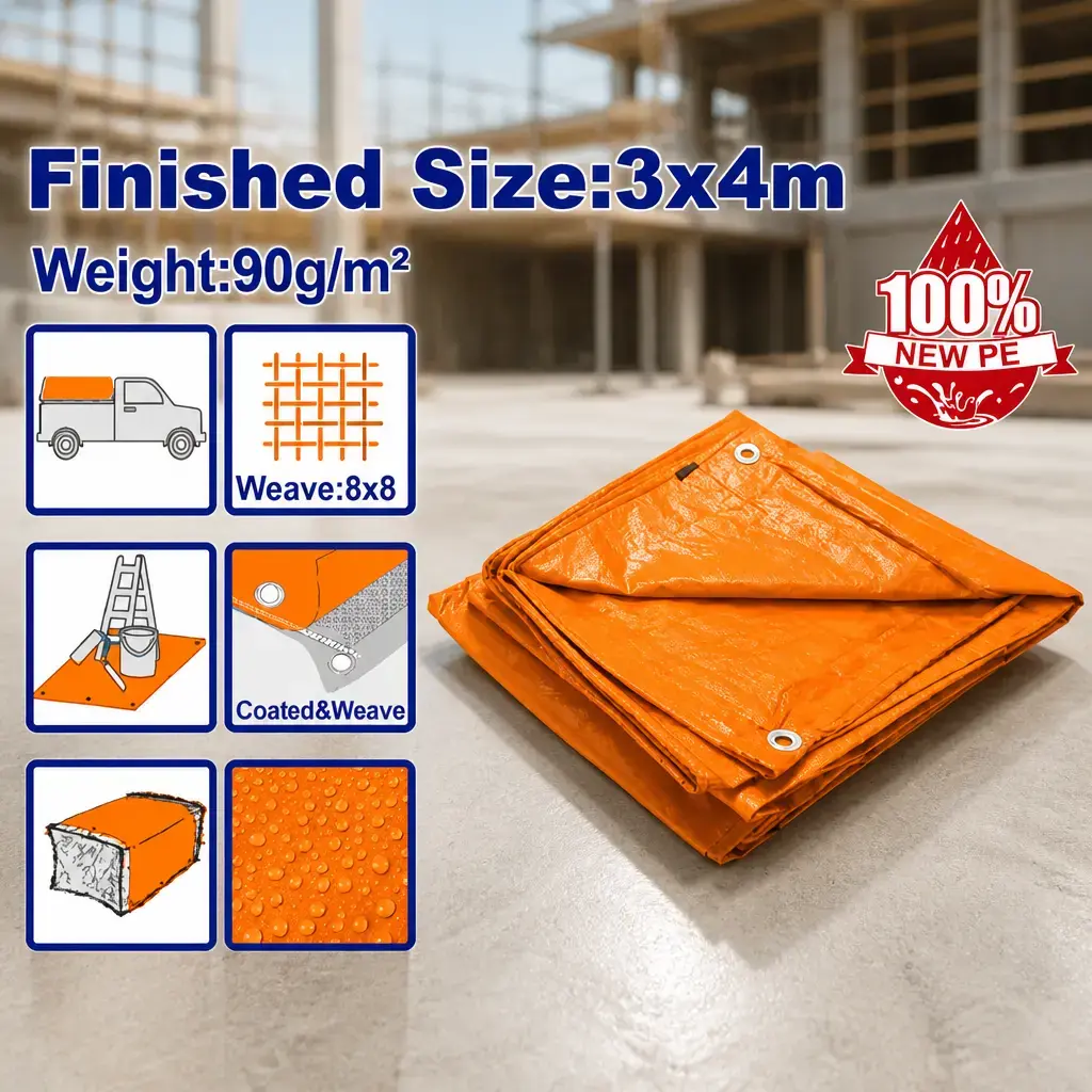 Carpa Lona de Polietileno 3x4 naranja 90g. Emtop
